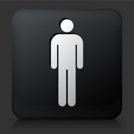 Black Square Button with Single Stick Figure