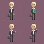 Businesswoman with briefcase in different poses