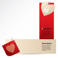 Banners with notepaper and heart