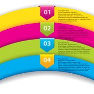 Arrow labels with numbers on color ribbons