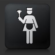 Black Square Button with Maid Icon N3