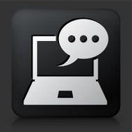 Black Square Button with Laptop Communication Icon