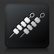 Black Square Button with Shish Kebabs Icon