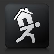 Black Square Button with Carrying Home Icon