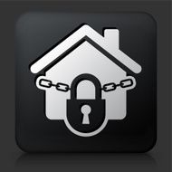 Black Square Button with Locked House Icon