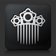 Black Square Button with Hair Clip Icon