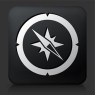 Black Square Button with Compass Icon N5