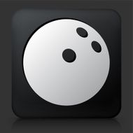 Black Square Button with Bowling Ball Icon