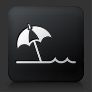 Black Square Button with Beach Umbrella Icon