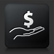 Black Square Button with Holding Dollar Icon