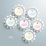 Six White Gears