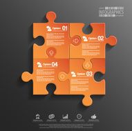 Abstract 3D puzzle infographic N22