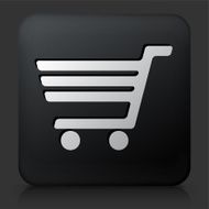 Black Square Button with Shopping Cart N3