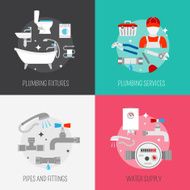 Plumber icon composition set