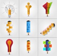 vector modern pencil infographics set N2