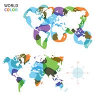 Abstract vector color map of World with transparent paint effect
