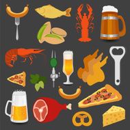 Beer snacks set icons for creating your infographics