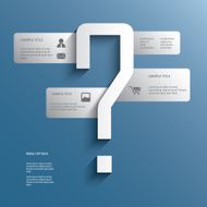 White infographics menu options with question mark