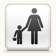 White Square Button with Mother and Child Trick-or-Treating N2