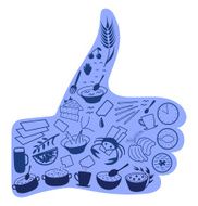 Food like social networks thumb up hand sign button