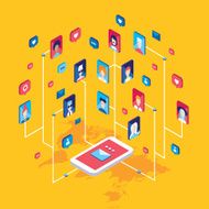 Social network and technology concept Global communication