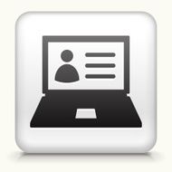 White Square Button with Laptop and Person&#039;s Profile