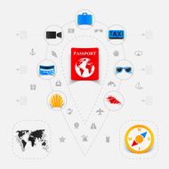Set of summer tourism icons N150