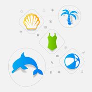 Set of summer tourism icons N175