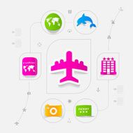 Set of summer tourism icons N200