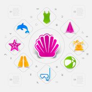 Set of summer tourism icons N204