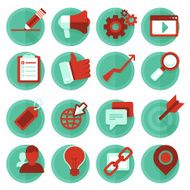 Vector digital marketing icons in flat style