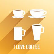 Vector flat illustration with coffee cups