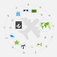 Set of summer tourism icons N299