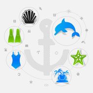 Set of summer tourism icons N314