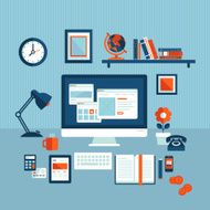 Flat design vector illustration concept of modern business workspace