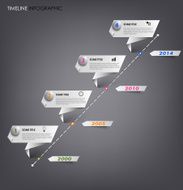 Time line info graphic white folded paper template