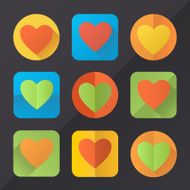 Colorful heart icons (flat design)