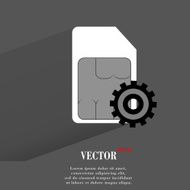 SIM card Flat modern web button with long shadow and