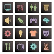 black square media icons N5