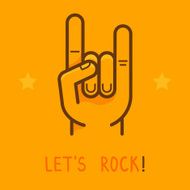Vector let&#039;s rock banner in outline style