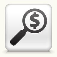 Square Button with Searching Money interface icon