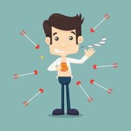 Businessman tearing his shirt to show target symbol