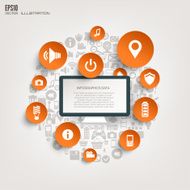 Flat abstract background with web icons Interface symbols Cloud computing N14