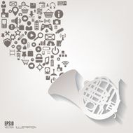 Music instruments icon Flat abstract background with web icons Interface