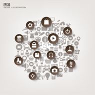 Flat abstract background with web icons Interface symbols Cloud computing N16