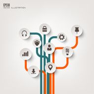 Icon tree Flat abstract background with web icons Interface symbols N3