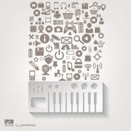 Music instruments icon Flat abstract background with web icons Interface N2