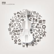 Music instruments icon Flat abstract background with web icons Interface N3