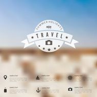 Summer abstract blurred defocused background with travel label Holidays sea N2