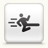 Square Button with Athlete Flying Kick